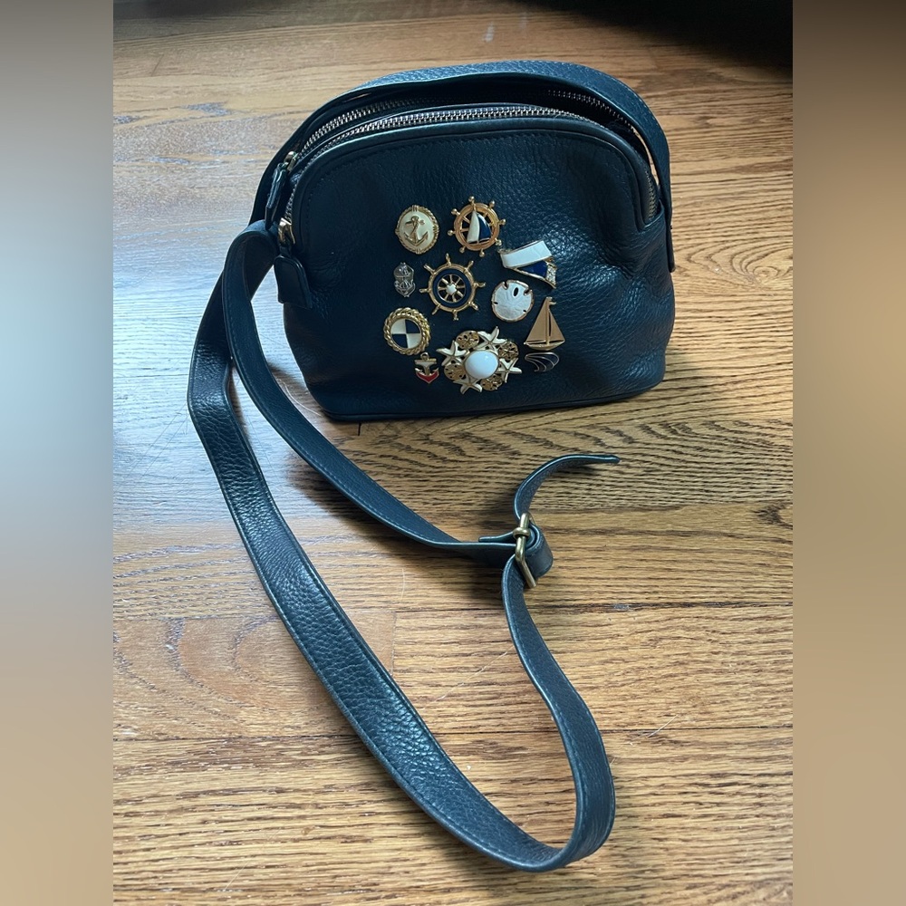 Nautical Navy Crossbody Bag Sailing Ocean Anchor Leather